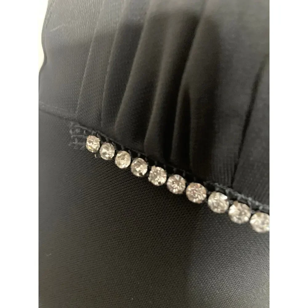 Vintage Black Halter Maxi Dress Womens Small Rhinestone Open Back Formal Gown